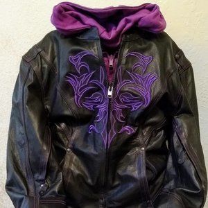 100% Genuine Leather Motorcycle Jacket with Hoodie